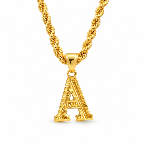 Initial Pendant Rope Chain A Letters Necklaces