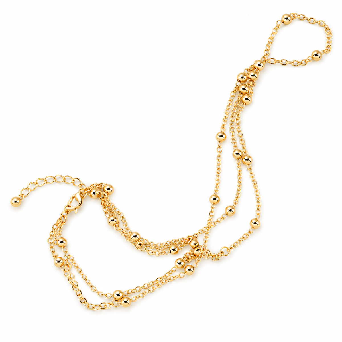 Layered Gold-Tone Beaded Foot Chain Anklet for Women