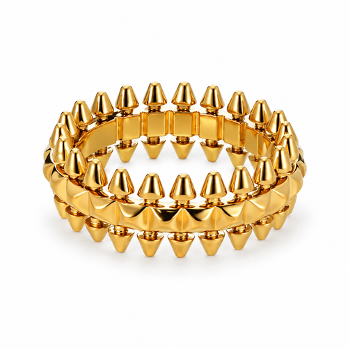 Gold Bullet Color Stainless Steel Geometric Rings
