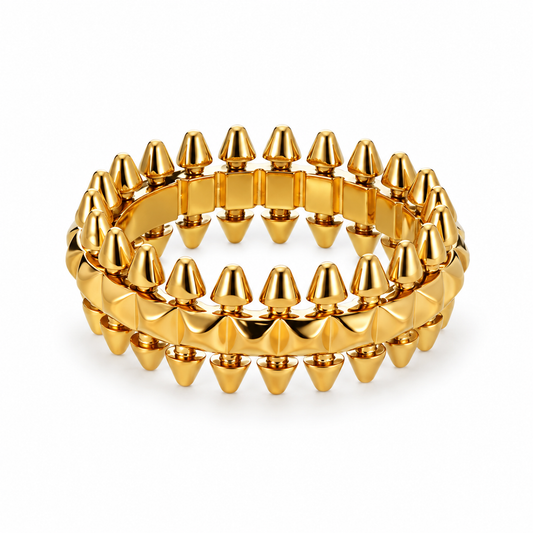Gold Bullet Color Stainless Steel Geometric Rings