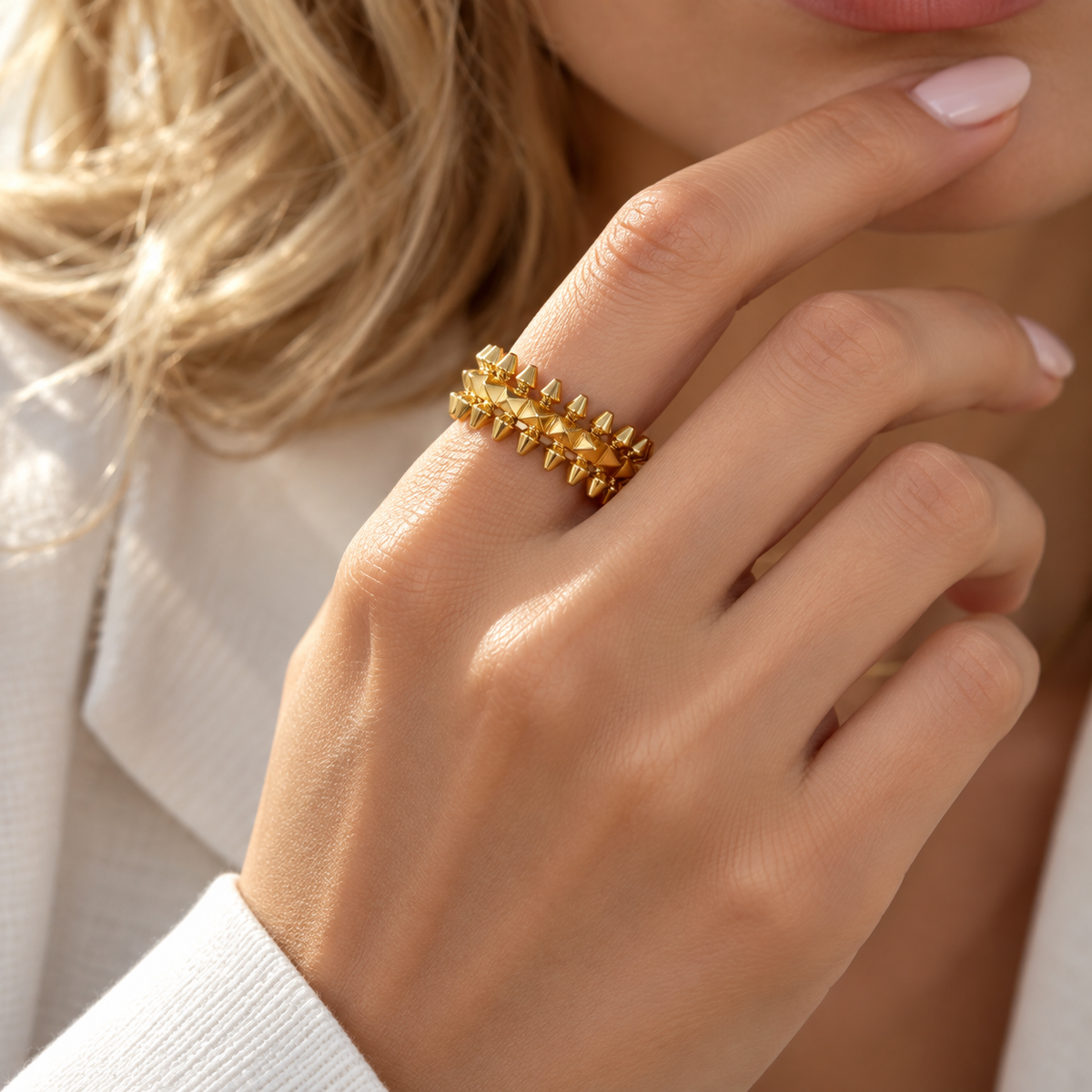 Gold Bullet Color Stainless Steel Geometric Rings